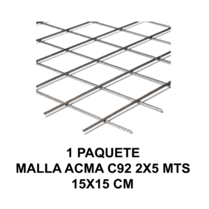 Paquete de Malla Acma C92 2 X 5m Cuadrado 15 X 15 cm (50 unidades)